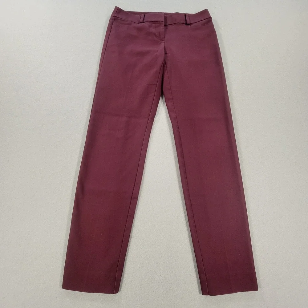 LOFT Curvy Skinny Dress Pants Burgundy Mid Rise Ankle Career Stretch Women's 0